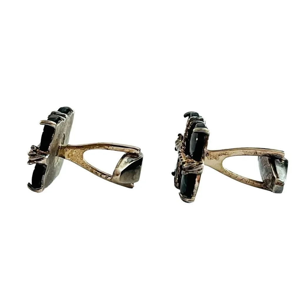 Vintage DaVinci‎ Sterling Silver Onyx Cufflinks